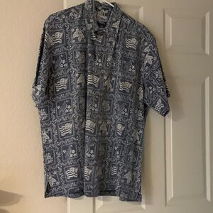 Reyn Spooner Blue and White Patterned Shirt